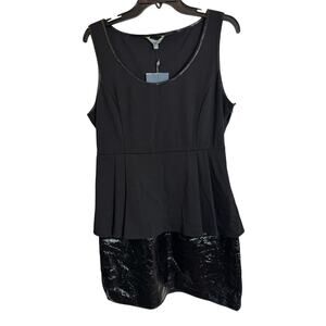 NWT Catherine Malandrino Black Peplum Sleeveless Dress - Size 14